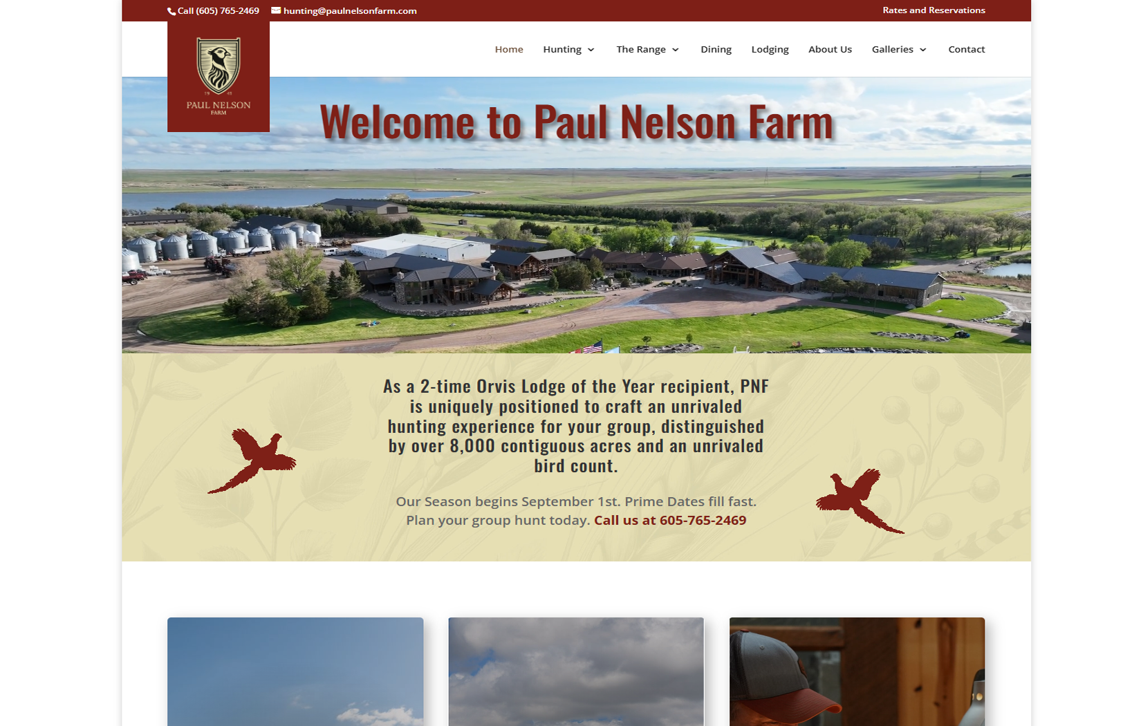 Finished website desktop view for Paul Nelson Farm
